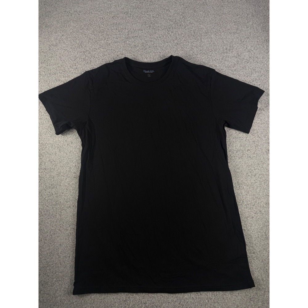 Blue Ice Premium Clothing Mens Large Black Short Sleeve Crew Neck T-Shirt